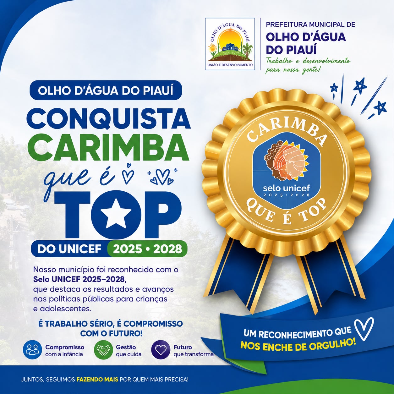 Olho D’Água do Piauí conquista Carimbo É Top no primeiro ano do Selo UNICEF