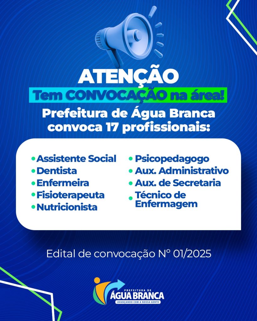 Prefeitura de Água Branca convoca 17 aprovados em concurso público – Prefeitura Municipal de Água Branca – PI