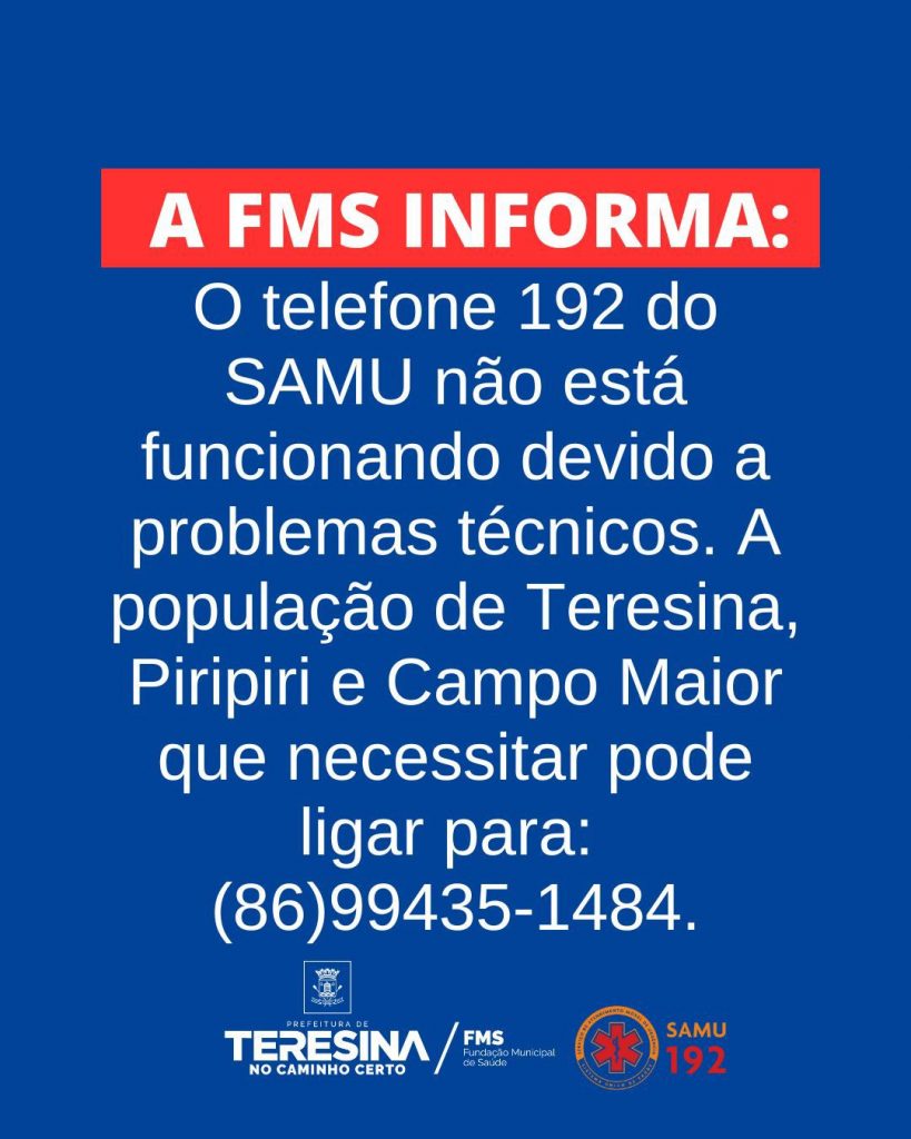 Telefone 192 do SAMU apresenta problemas e o órgão disponibiliza número alternativo