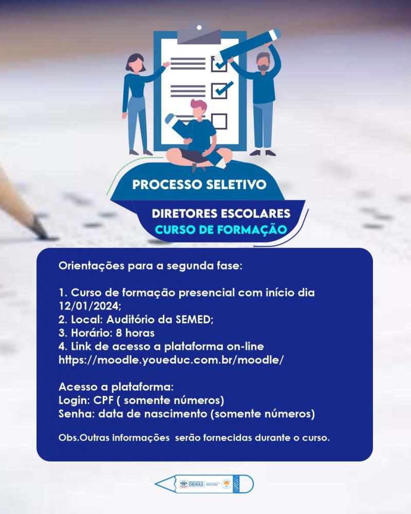 Processo seletivo para diretores escolares: curso de formação item início nesta sexta-feira (12)