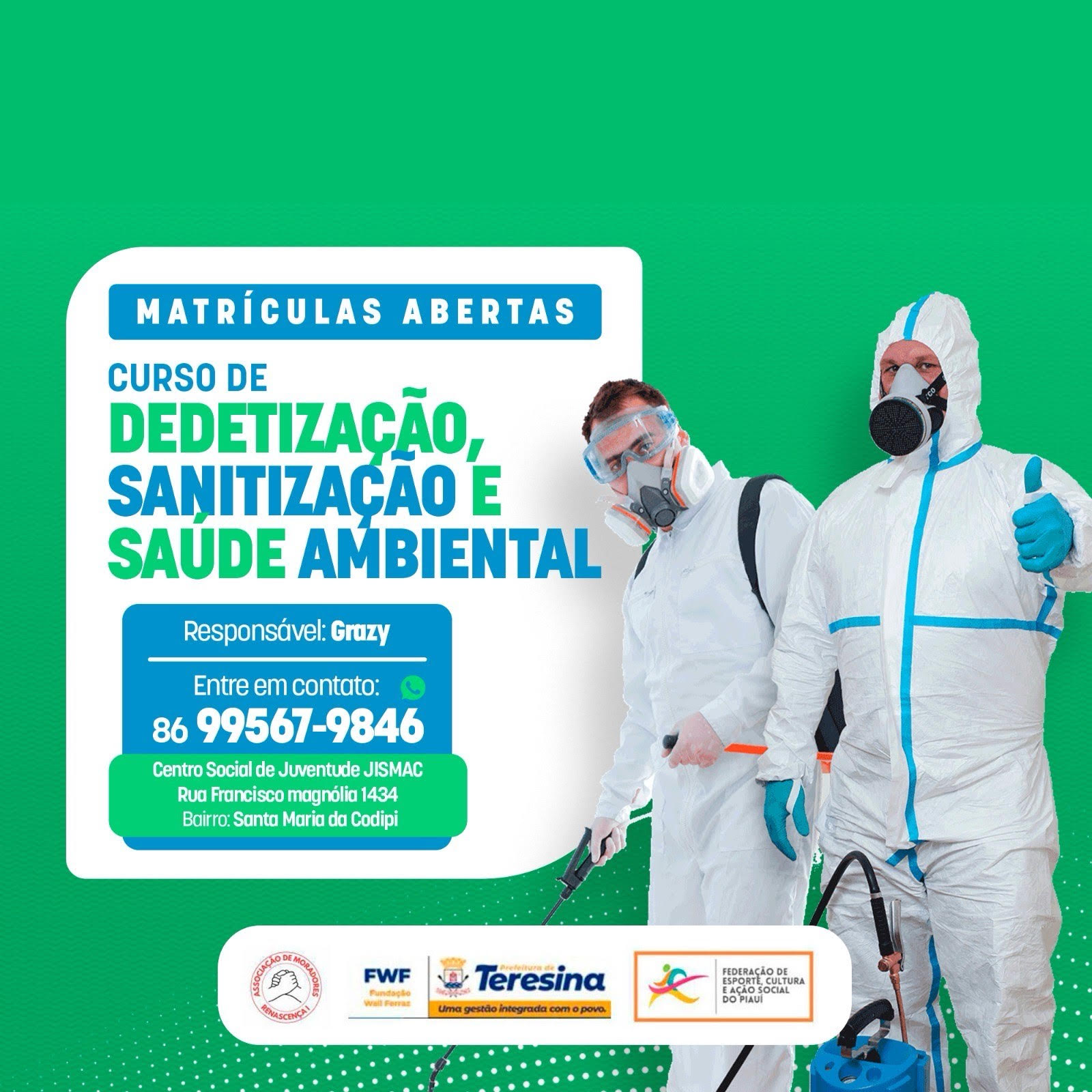Fundação Wall Ferraz está com inscrições abertas para 120 vagas de cursos de qualificação profissional na zona Norte de Teresina
