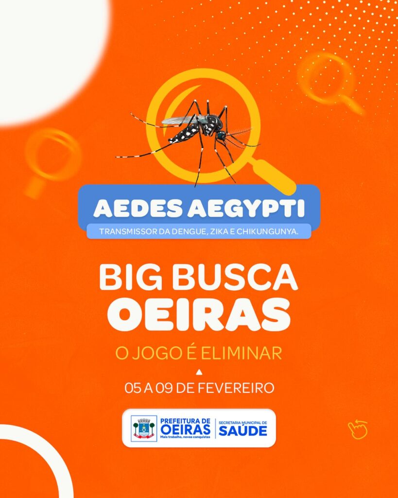 Big Busca Oeiras: Saúde realizará mutirões de combate ao mosquito Aedes aegypti em Oeiras