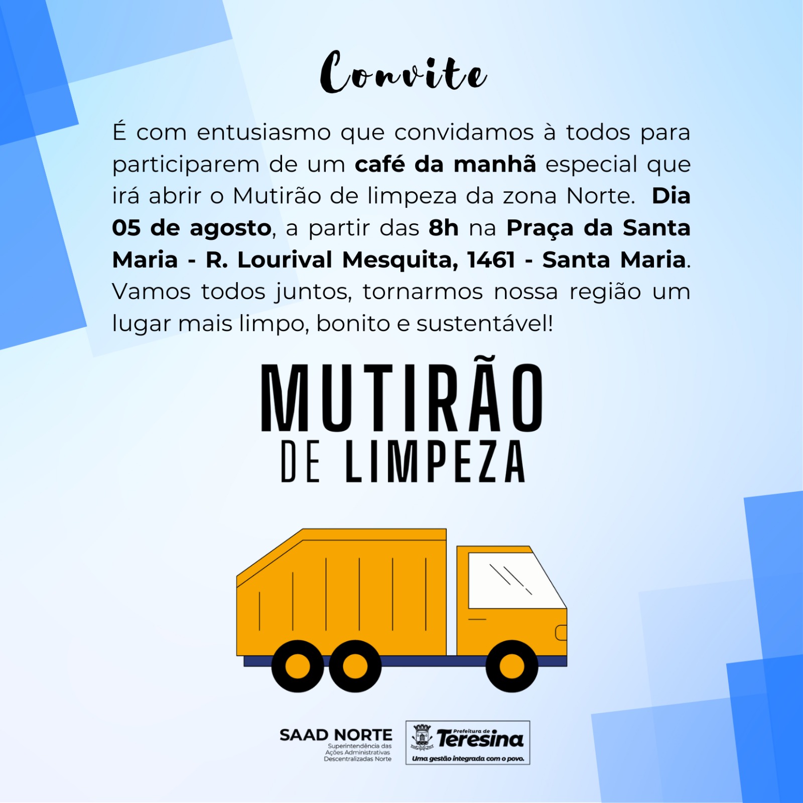 Saad Norte se prepara para realizar grande mutirão de limpeza neste final de semana