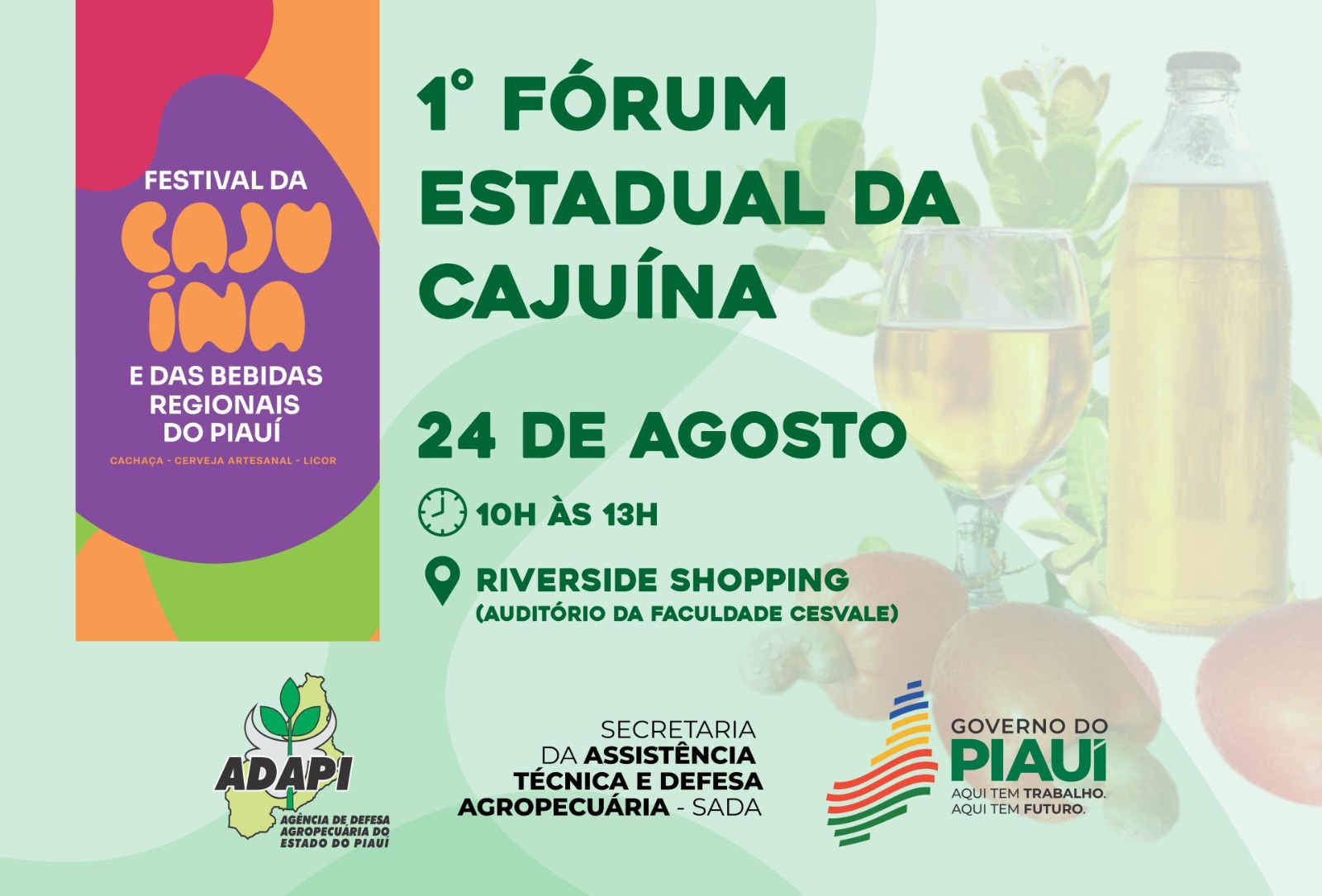 Secretaria da Defesa Agropecuária realiza 1º Fórum Estadual da Cajuína nesta quinta (24)