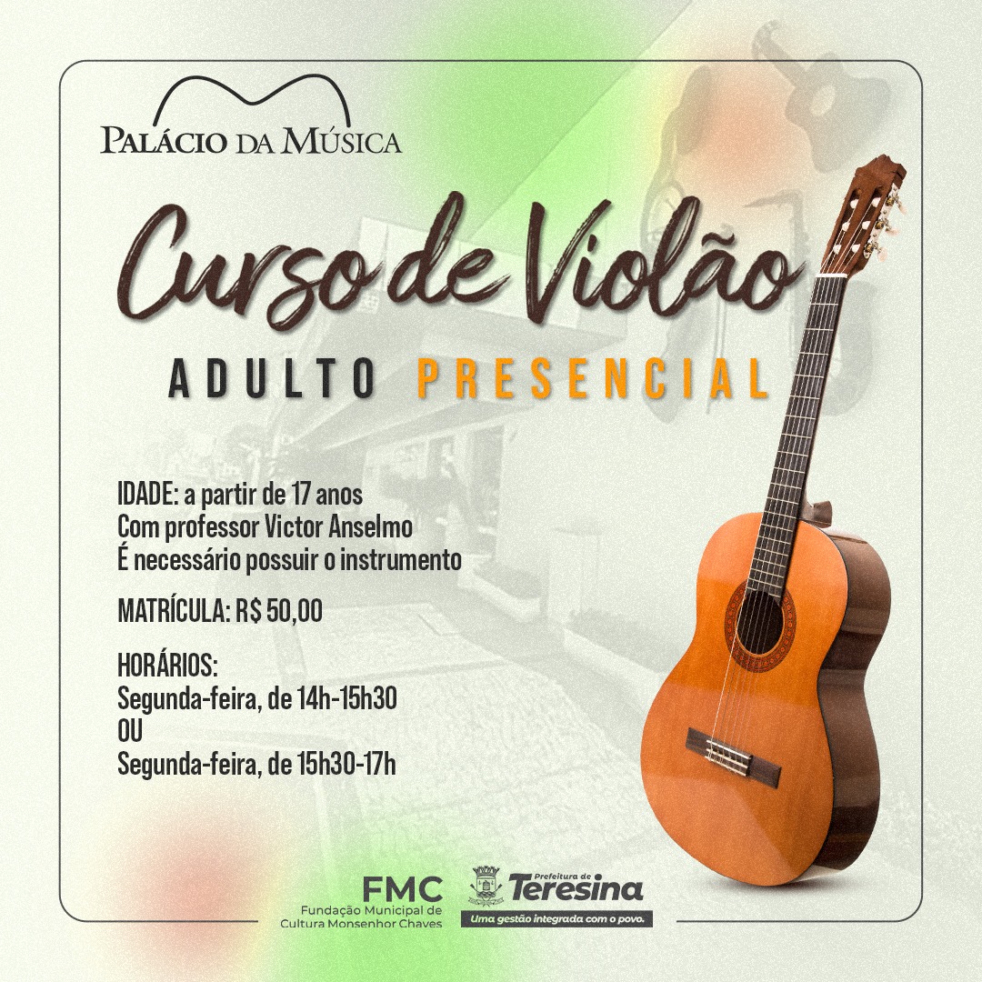 Palácio da Música oferece curso de violão para jovens e adultos