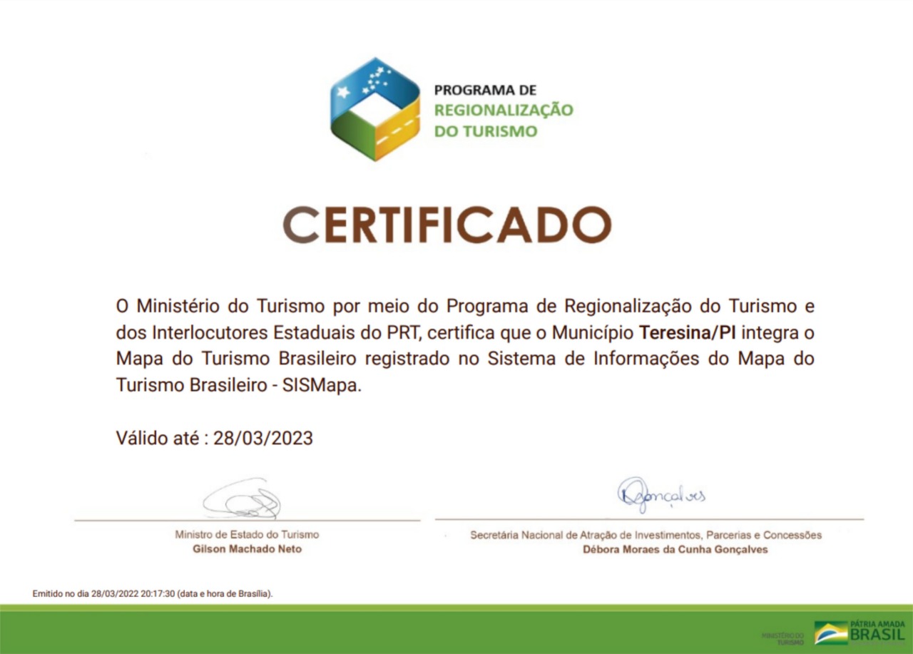 Teresina obtém categoria A no novo mapa do turismo brasileiro