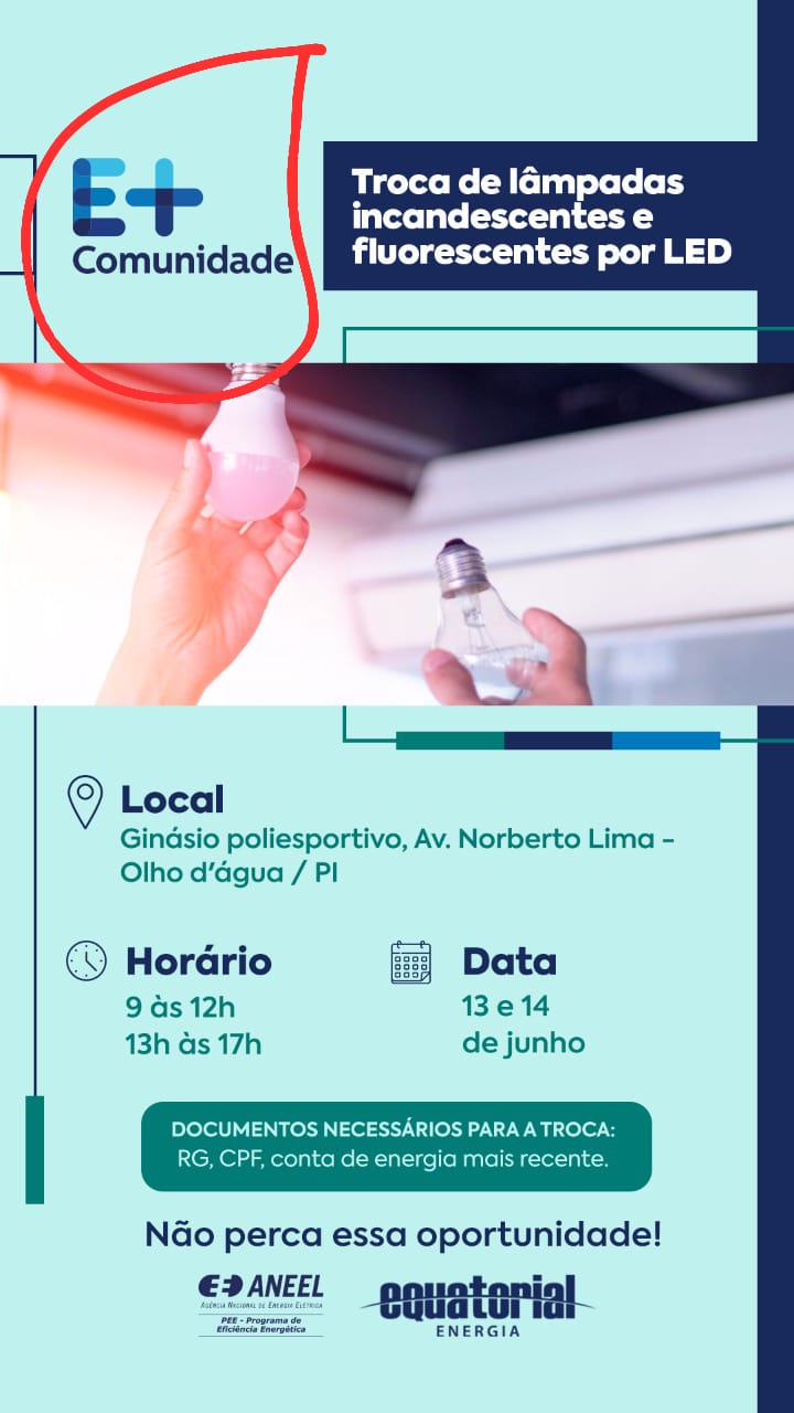 Programa É+ Comunidade em Olho D'água acontecerá nos dias 13 e 14 de junho